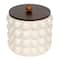 Hello Honey® White Raised Dots Stoneware Canister with Acacia Wood Lid